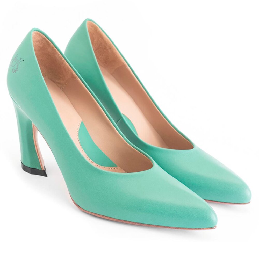 Fluevog Twist Boogaloo Pumps, Green, size 7